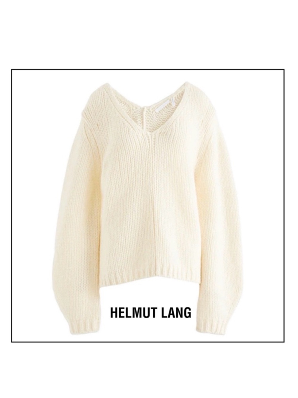 NWT Helmut Lang Wide Double V-Neck Chunky Knit Sweater in Ivory